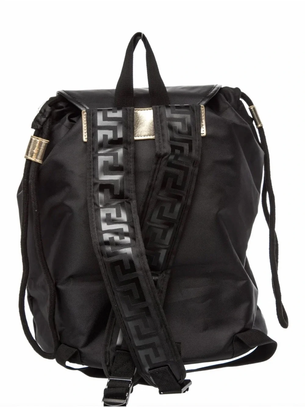 Versace Black Nylon Backpack with Gold Accents Limited Edition